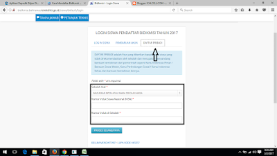 Cara Pendaftaran Bidikmisi 2017 Jalur Pribadi - Login Siswa