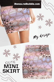 Pastels with symmetric flower pattern Mini Skirt.