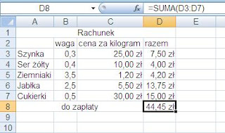 zsumowane excel