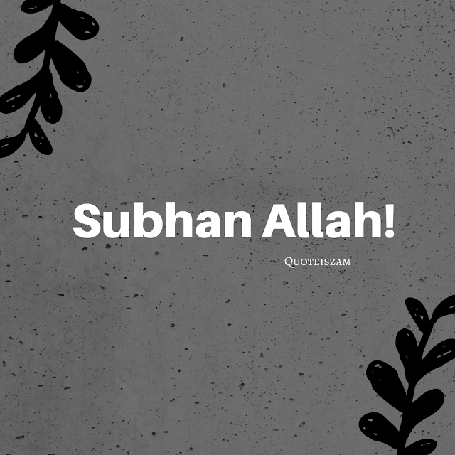 Subhan Allah (سبحان الله): Meaning Allah is perfect in an absolute sense without any defects or imperfections of any kind. Usually translated as Glory be to Allah.