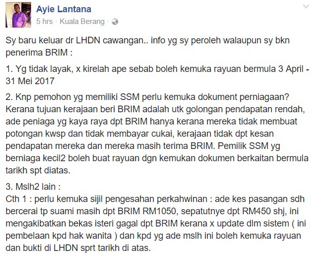 Tak lulus BR1M Kerana SSM , Pihak Berwajib Tampil Beri 