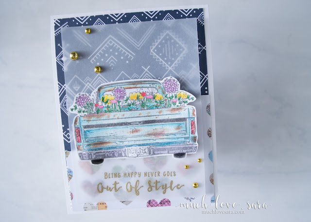 This fun card can be used as an easy birthday card, or simply a pick-me-up card for any occasion.  Created with the Happy Adventure Stamp Set from Fun Stampers Journey, and Color Burst Pencils.  