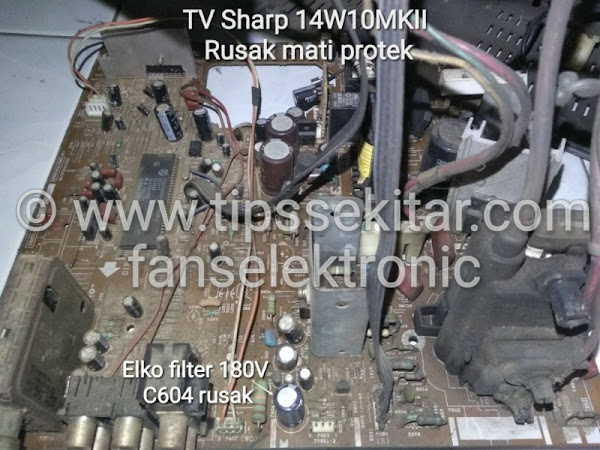 mengatasi tv sharp 14w10 rusak mati protek