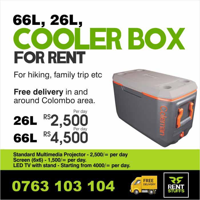 Cooler Box for Rent (26L, 66L)  26L Capacity. LKR 2500/= per day.  66L Capacity. LKR 4500/= per day.  Please contact us for long term rent. Free delivery with in greater Colombo area.  Call/SMS 0763 103 104 https://www.facebook.com/rentstuffs/  #coolerbox #rent #hire #rentstuffs #event