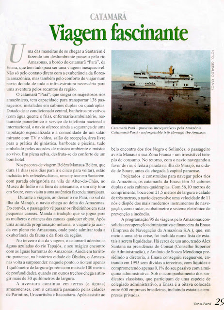 REVISTA VER-O-PARA - VER EDITORA ANO III- Nº 07 JAN-FEV-95 SANTAREM SINTESE POETICA DA AMAZONIA