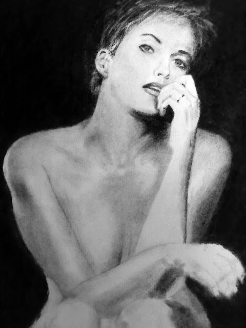 Charcoal art sharon stone Hollywood Actress Rakesh