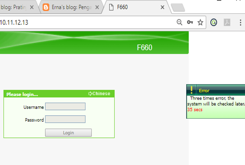 Erna's blog: Password Admin ONT ZTE F660 .... tidak tahu