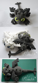 Krawka: Black dragon and white dragon crochet pattern Night Fury Toothless dragon pattern by Krawka