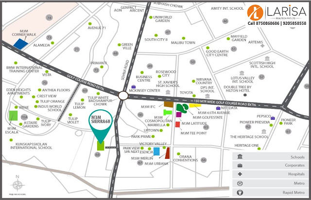 M3M Sierra 68 Sohna Road Location Map