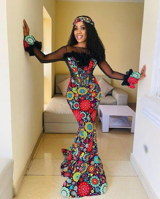 Lace Beautiful Ankara Long Gown Styles: Ankara Long Gown Styles.