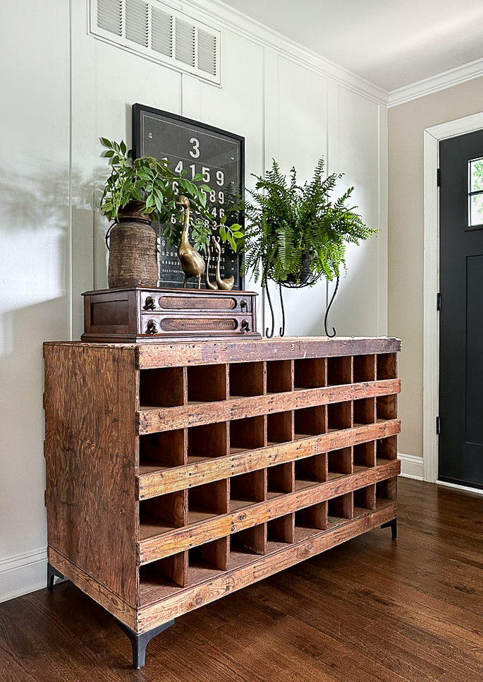 vintage wood cubby, vintage decor