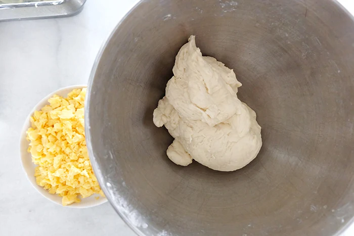 Aunt Ruth's Cheese Bread dough mixed