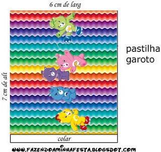 Care Bears with Rainbow Free Printable Labels.