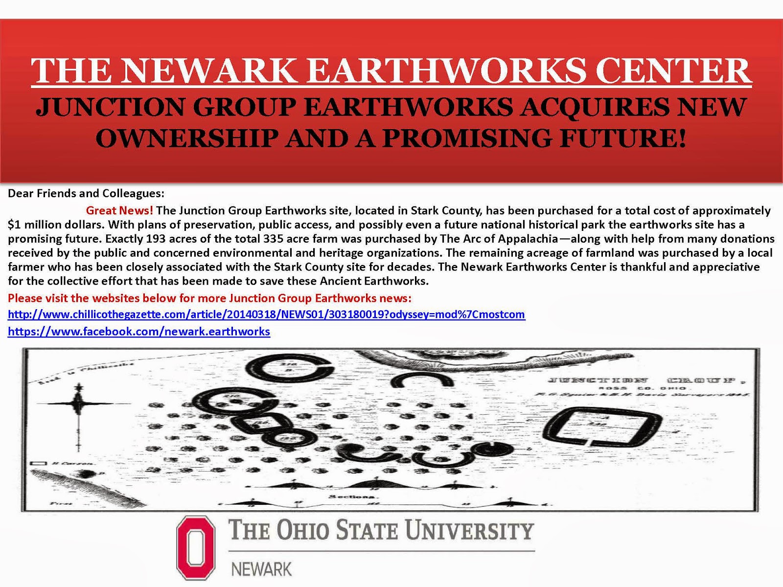 The Newark Earthworks Center Junction Group Earthworks News Announcement