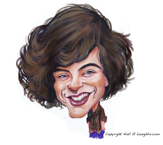 specially commissioned caricature of Harry Styles from one Direction by a 