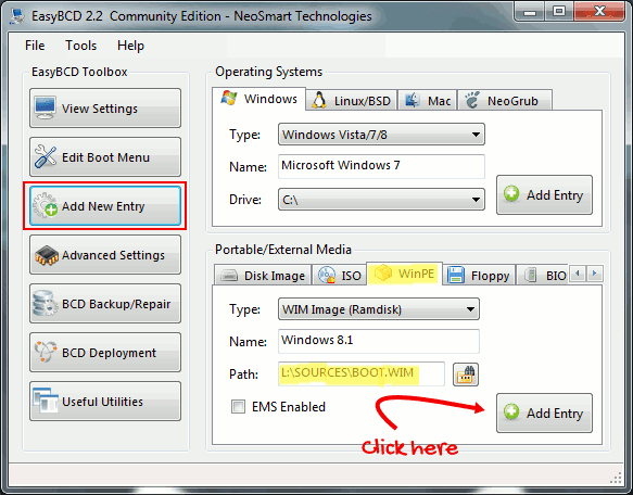 adding a boot entry to usb drive