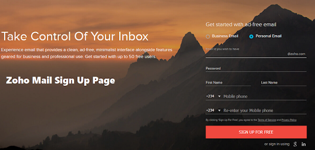 Zoho mail sign up