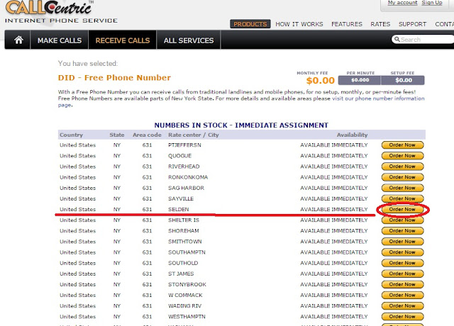 elegir numero virtual Callcentric