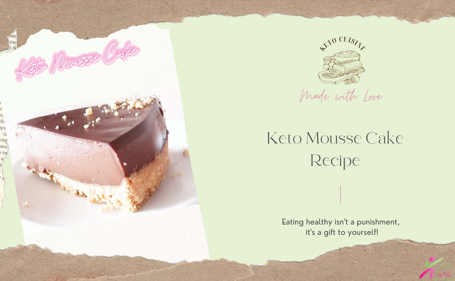 A Capture of a slice of the Keto Mousse Cake, sprinkled with Crushed Almond on top