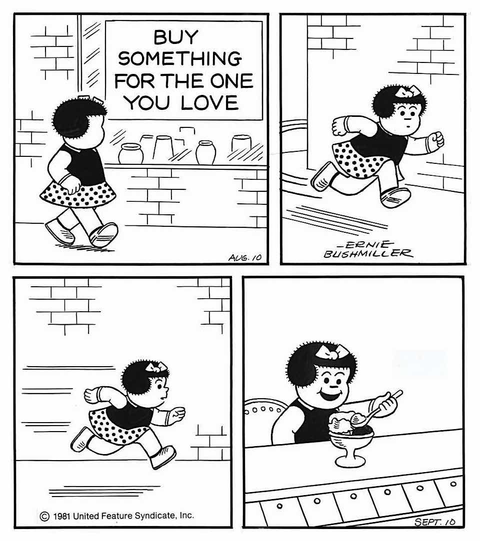 Ernie Bushmiller's Nancy 1981, Buy something for the one you love