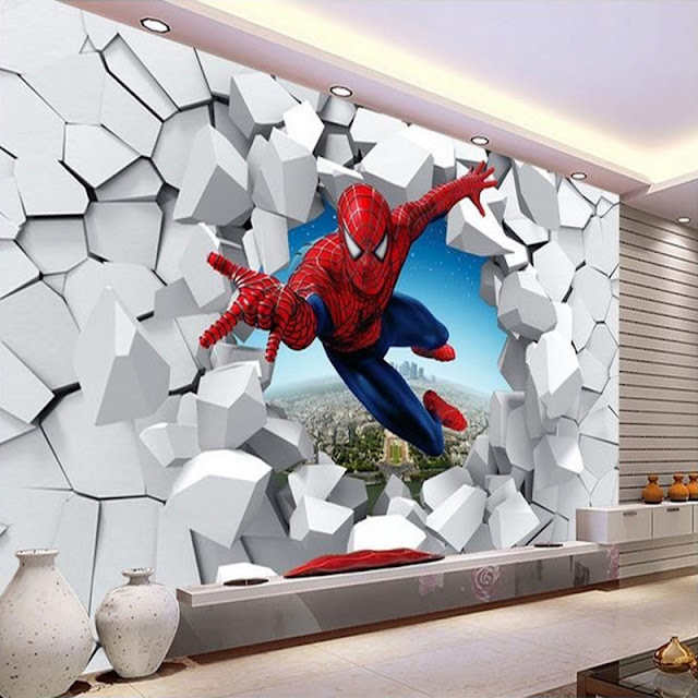 Superhero wall murals 3d wallpaper mural childrens room 3D comics Photo Wallpaper Kids Boys spiderman