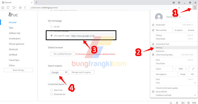 Cara Mengganti Search Engine Menjadi Google di UC Browser