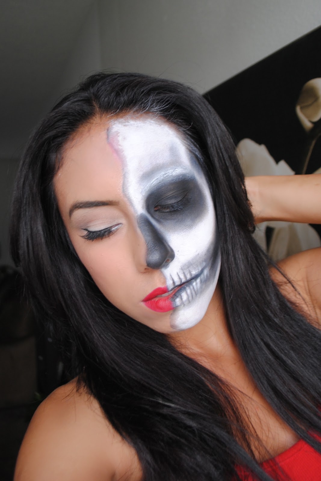 CariCollazo Half Face Half Skull Halloween Tutorial