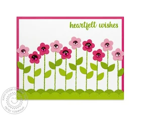 Sunny Studio Stamps: Flower Border Card using Stitched Scallop Border Dies and Free Leaf Die with Purchase