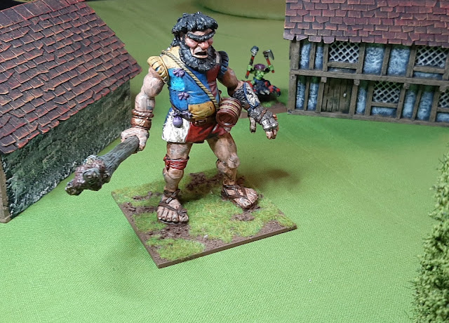 The Orcs advance untroubled by Animosity, nor are the Troll's affected by stupidity. Grumblebert Rumpystink stomps into the Village Square, with the Shamen Lord Snotnoze Spiderlicker skulking behind.