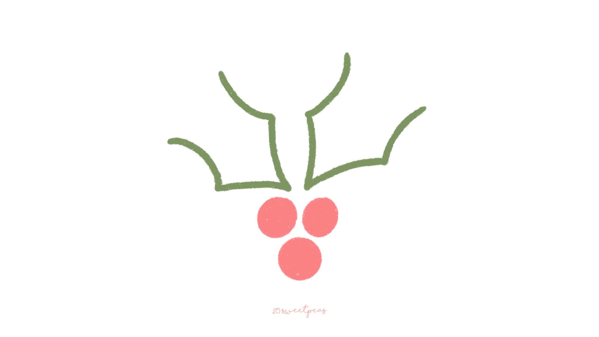 Step by Step : How to Draw or Paint Christmas Holly