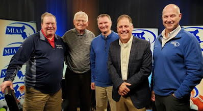 (L to R) Franklin TV's Jay Horrigan, Pete Royce, MIAA’s Jim Clark, Dr. Bob Baldwin, and Steve Dubzinski