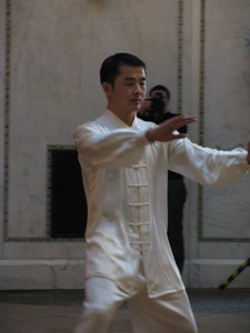 Tai chi demonstration at the Chinese New Year celebration at the Chicago Cultural Center's Preston Bradley Hall in Chicago, Illinois