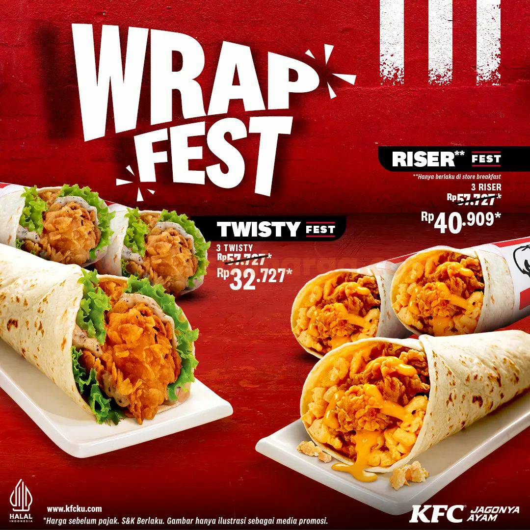 Promo KFC WRAP FEST – Paket TWISTY & RISER harganya mulai Rp. 32.727