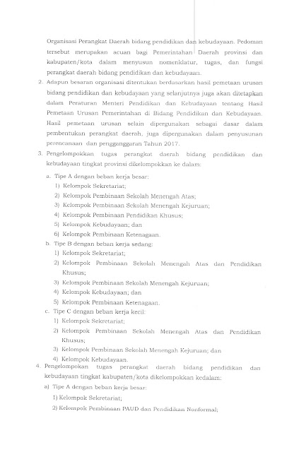 SE Mendikbud Tentang Pedoman Organisasi Perangkat Daerah Bidang Pendidikan dan Kebudayaan