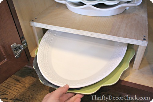 DIY shelf inside cabinet