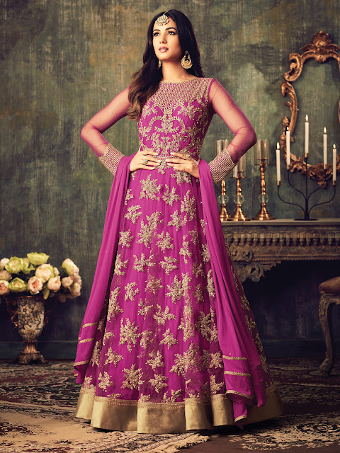 designer partywear anarkali suit online shopping with free shipping worldwide