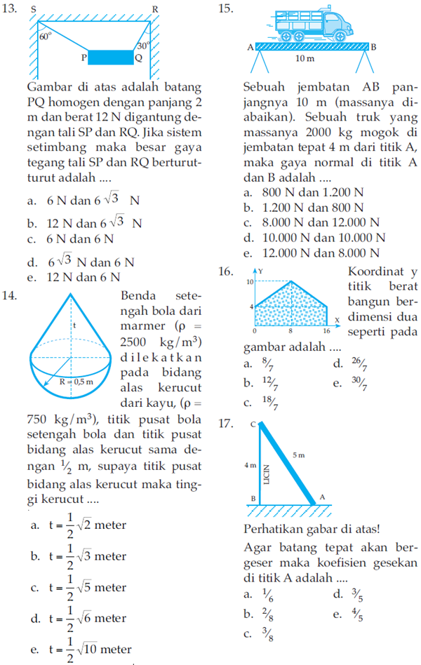 Soal Latihan Momentum Sudut dan Rotasi Benda Tegar 