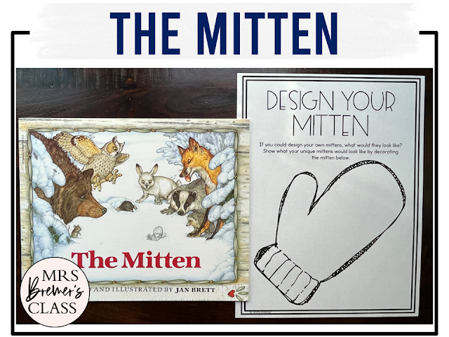 The Mitten Jan Brett book activities unit with literacy printables, reading companion activities, lesson ideas, and a craft for winter in Kindergarten and First Grade