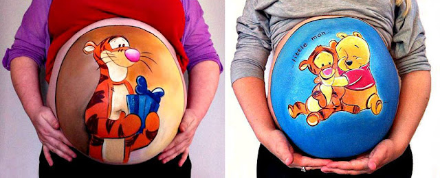 Baby bumps painting with funny characters