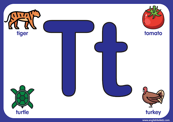 Letter t - big printable alphabet letters for kids learning English