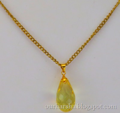 Yellow teardrop Pendant Necklace (3)