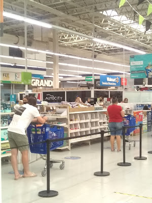 People waiting in line at Walmart in Cordoba City, Argentina