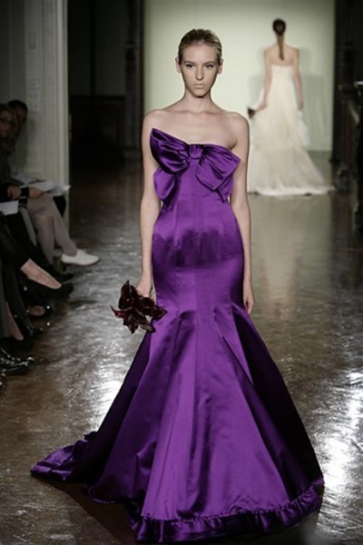 Amazing mermaid wedding gown in deep purple from Vera Wang