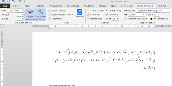 Quran Kemenag in (Microsoft) Word: Solusi Mudah Mengakses Alquran di Microsoft Word