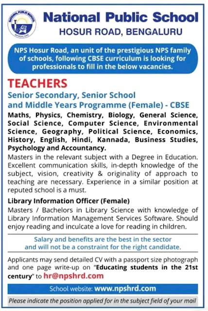 National Public School Teacher Vacancy 2022 Apply Now
