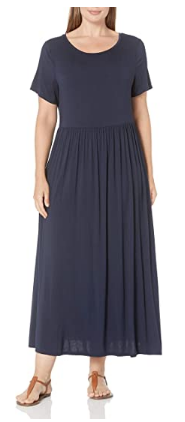 Women's Plus Size Short-Sleeve Waisted Maxi - Dress 2021