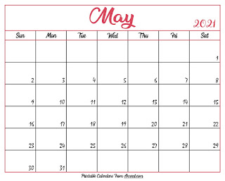 Free Printable Calendar May 2021