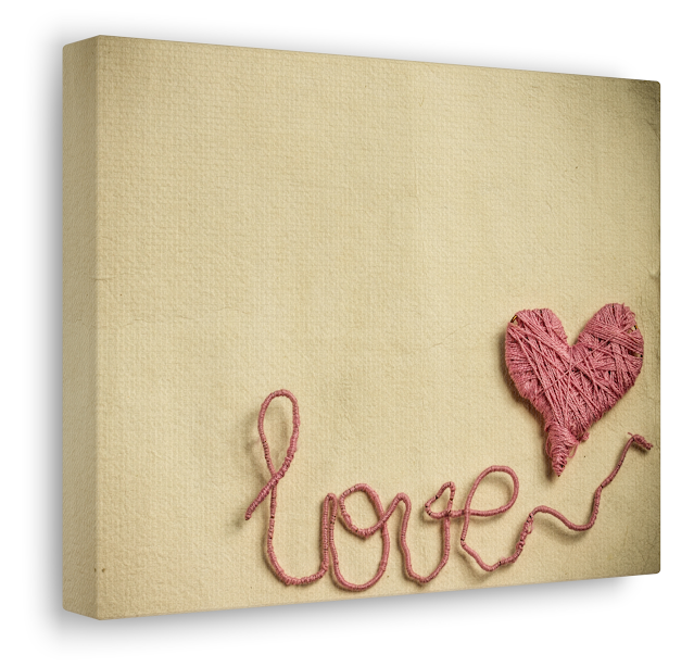 Valentine Canvas Gallery Wrap With Heart and Love Text Made With String