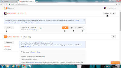 Perkenalan Isi Dasbor atau Home Blogger