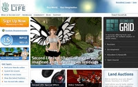 Skærmdump fra hovedsiden til Second Life